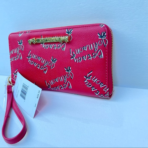 Betsey Johnson Zip Around Large Wristlet Red Logo - Picture 9 of 11